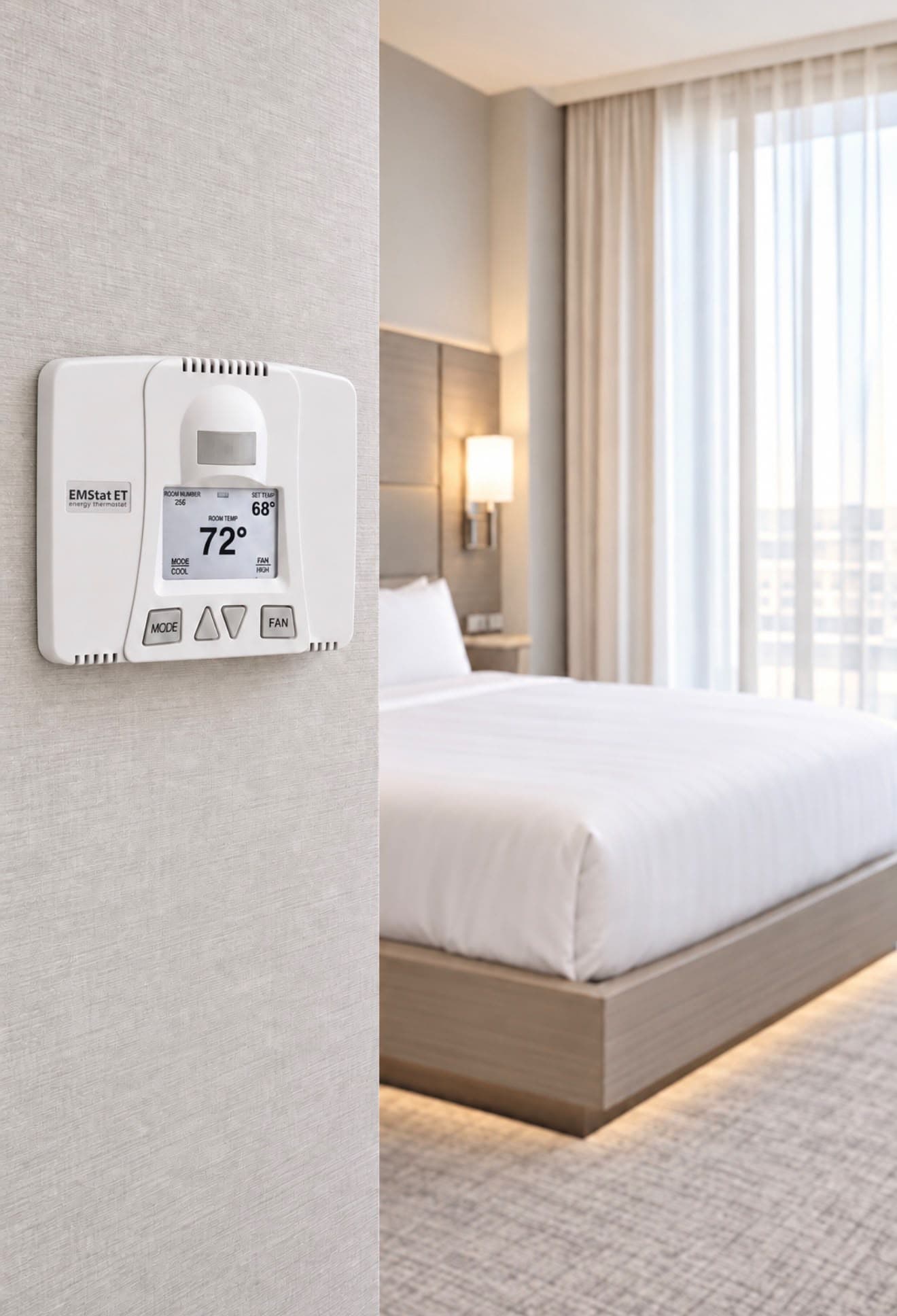 Illustrative thermostat in an occupied guest room